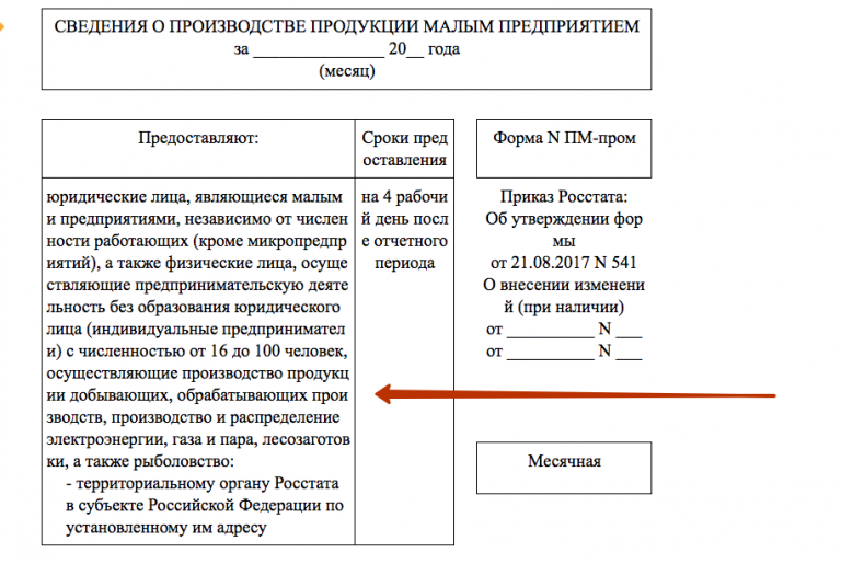 Образец заполнения формы пм