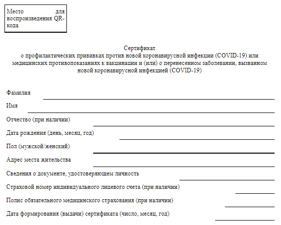 Образец сертификата о вакцинации от коронавируса в россии 2021 скачать бесплатно