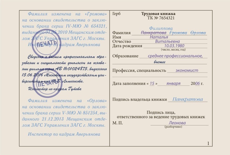 Приказ о смене фамилии сотрудника в связи с вступлением в брак